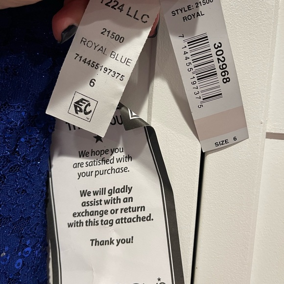 Nightway Royal Blue Lace Sequin Evening Dress (Size 6) - Picture 7 of 7